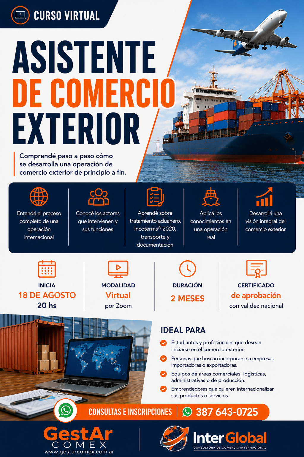 GestAr Comex lanza el curso virtual “Asistente de Comercio Exterior”